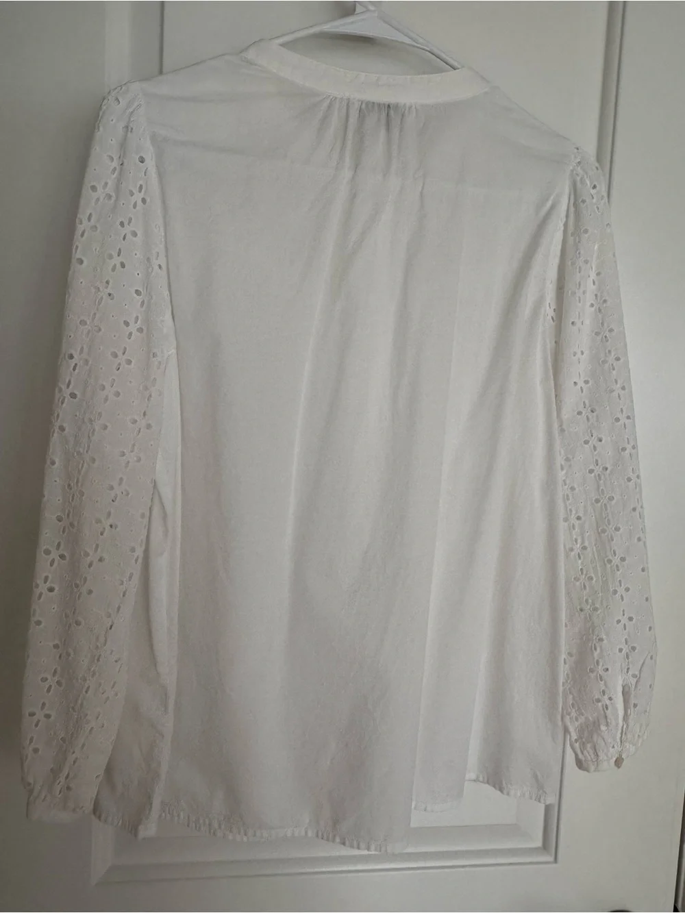J. Crew White Eyelet Button-Down Blouse